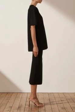 Shona Joy BASICS BASIC LONG LINE TEE - BLACK