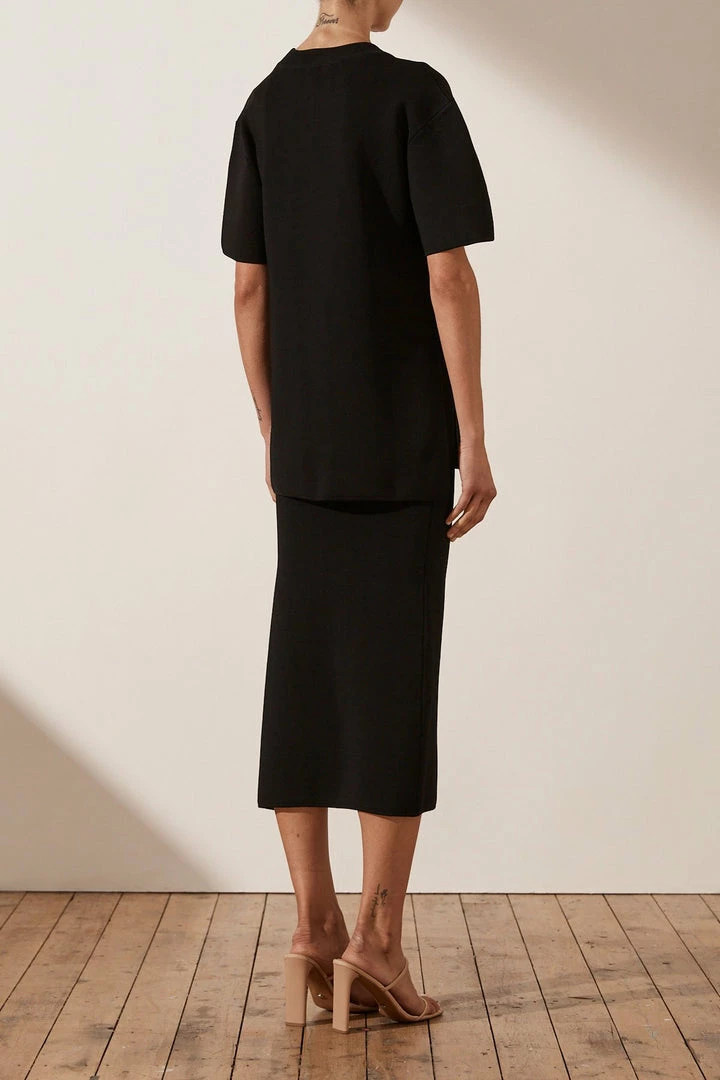 Shona Joy BASICS BASIC LONG LINE TEE - BLACK