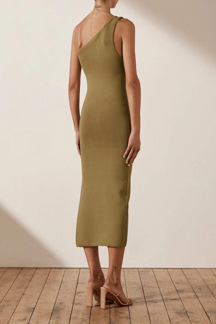 Shona Joy BASICS BASIC ONE SHOULDER MIDI DRESS - BAY LEAF
