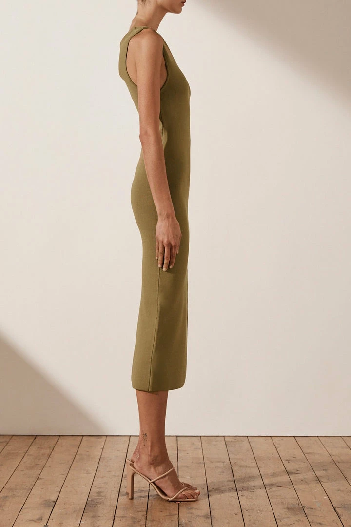 Shona Joy BASICS BASIC ONE SHOULDER MIDI DRESS - BAY LEAF