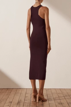 Shona Joy BASIC RACER BACK MIDI DRESS - COCOA BASICS