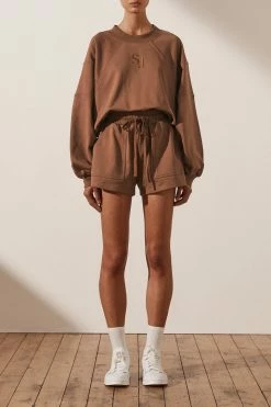 Shona Joy SJ LOGO BATWING SWEATER - CLOVE TOPS