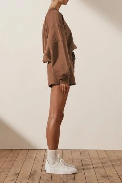 Shona Joy SJ LOGO BATWING SWEATER - CLOVE TOPS