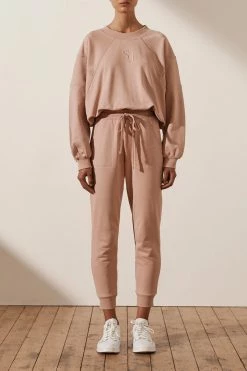 Shona Joy TOPS SJ LOGO BATWING SWEATER - ROSE DUST