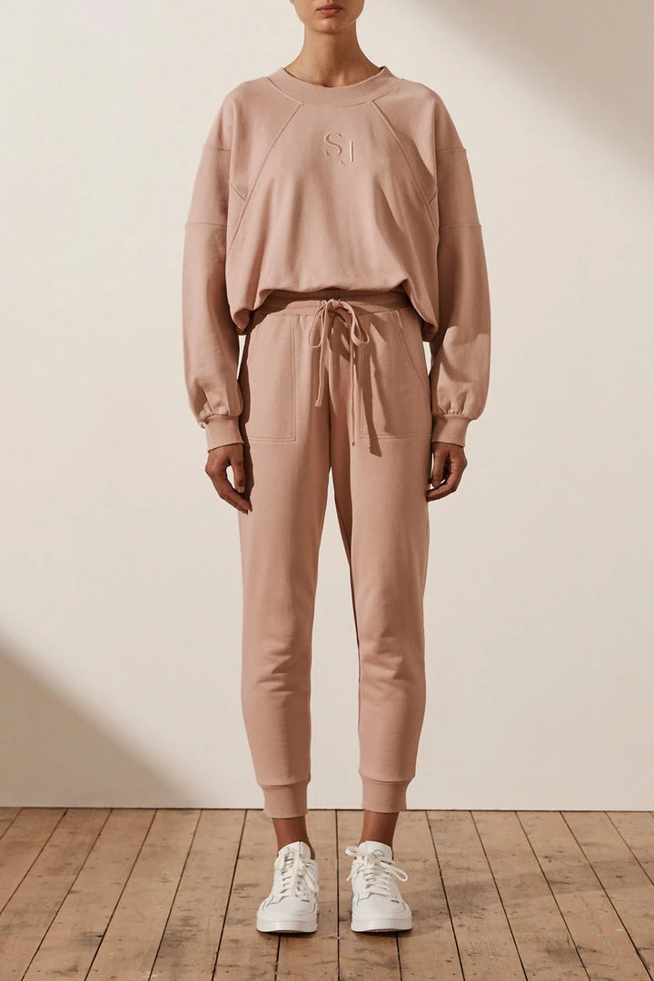 Shona Joy TOPS SJ LOGO BATWING SWEATER - ROSE DUST