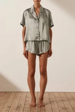 Shona Joy SHORTS & PANTS LA LUNE LOUNGE SHIRT SET - SAGE