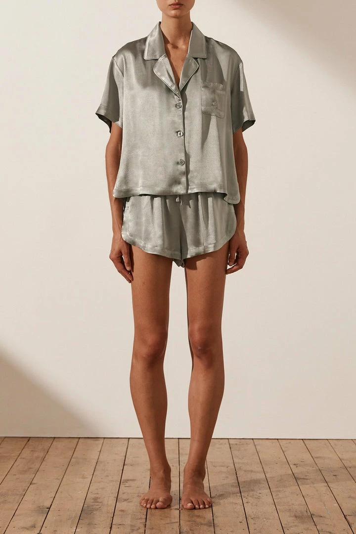 Shona Joy SHORTS & PANTS LA LUNE LOUNGE SHIRT SET - SAGE
