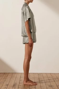 Shona Joy SHORTS & PANTS LA LUNE LOUNGE SHIRT SET - SAGE