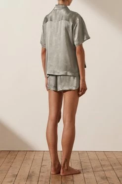 Shona Joy SHORTS & PANTS LA LUNE LOUNGE SHIRT SET - SAGE