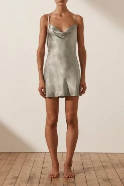 Shona Joy LA LUNE LOUNGE SLIP DRESS - SAGE DRESSES