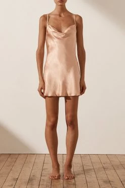 Shona Joy DRESSES LA LUNE LOUNGE SLIP DRESS - DESERT ROSE