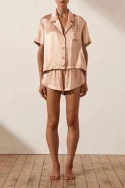 Shona Joy LA LUNE LOUNGE SHIRT SET - DESERT ROSE