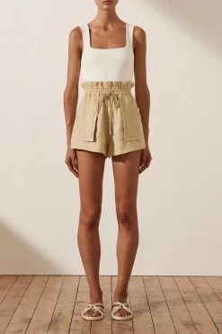 Shona Joy BASIC SQUARE NECK TOP - IVORY TOPS