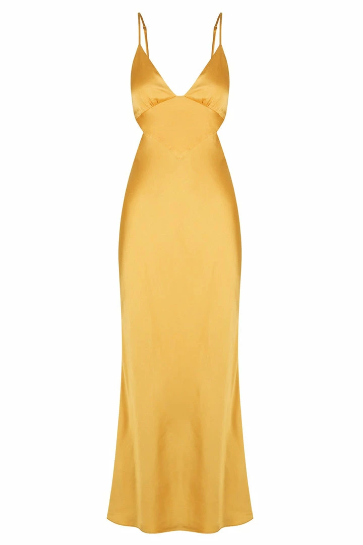 Shona Joy ALMA BACKLESS MIDI DRESS - SAFFRON