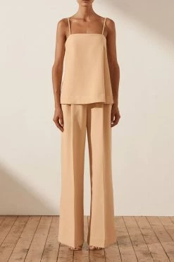 Shona Joy IVY TAILORED STRAPPY TOP - PEANUT BUTTER