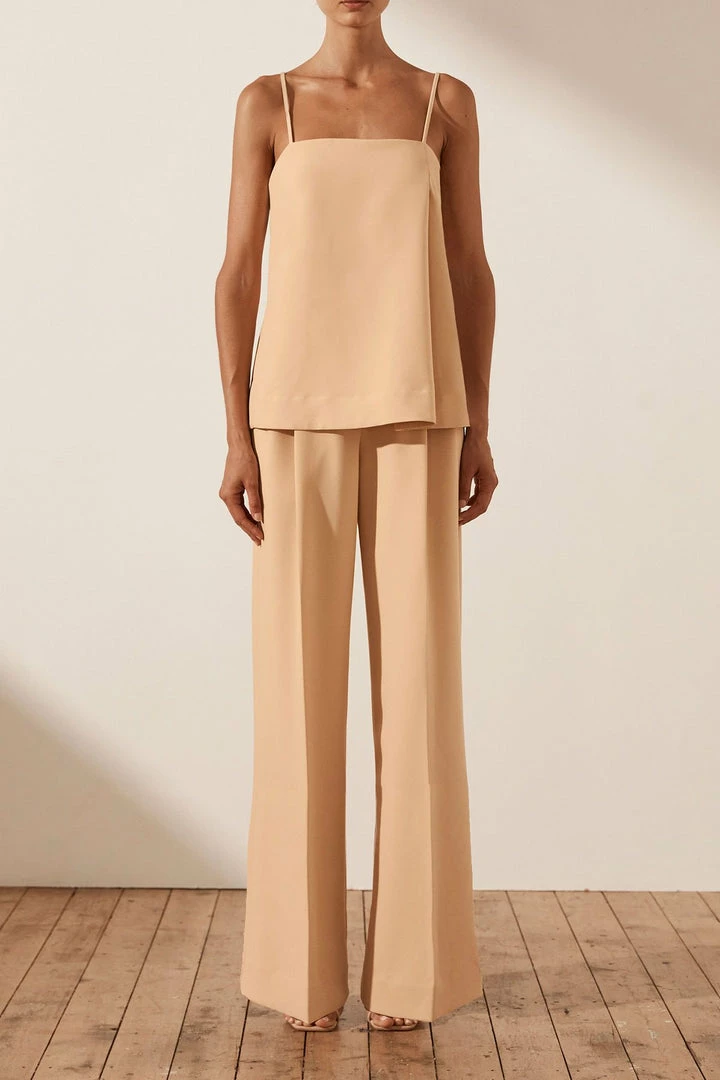 Shona Joy IVY TAILORED STRAPPY TOP - PEANUT BUTTER