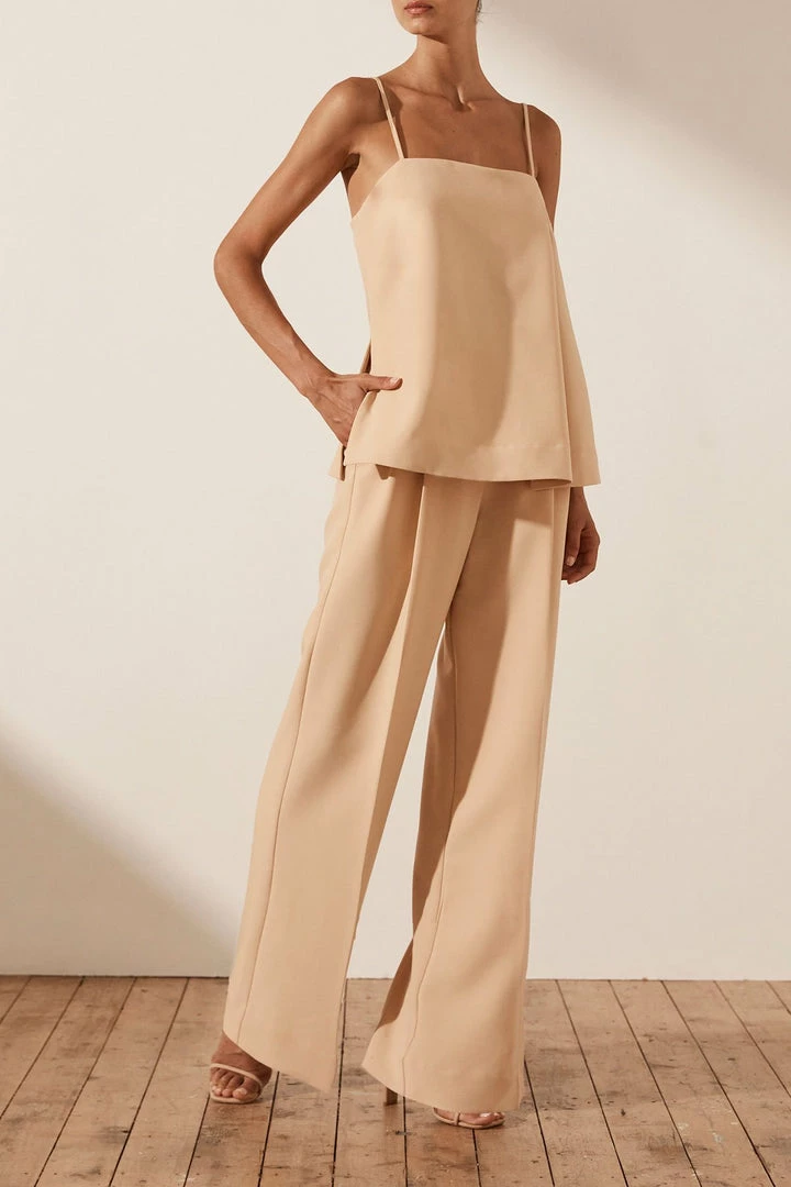 Shona Joy IVY TAILORED STRAPPY TOP - PEANUT BUTTER