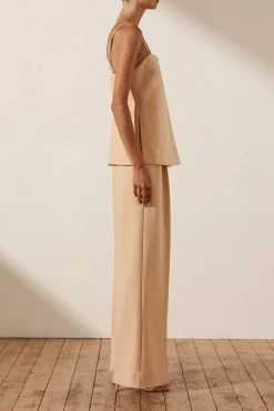 Shona Joy IVY TAILORED STRAPPY TOP - PEANUT BUTTER