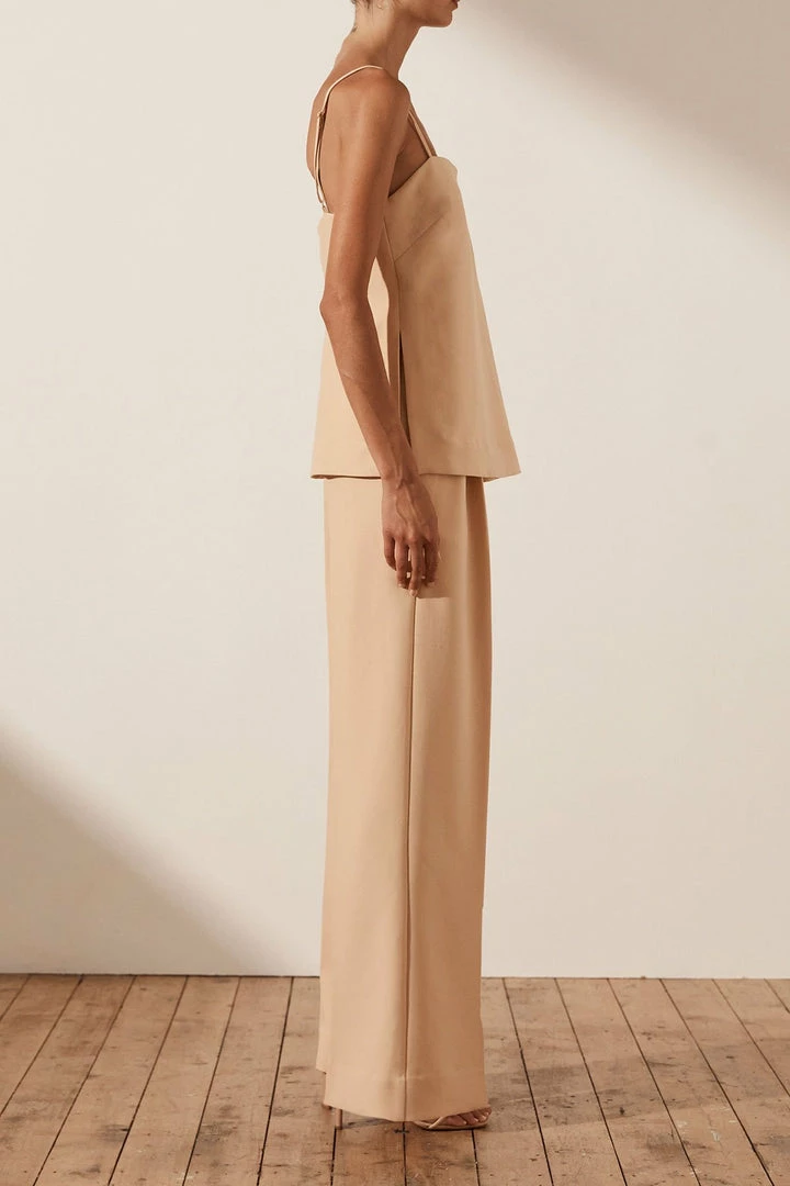 Shona Joy IVY TAILORED STRAPPY TOP - PEANUT BUTTER