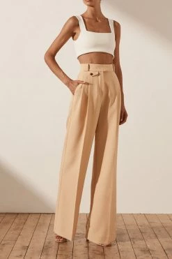 Shona Joy IVY HIGH WAISTED TAILORED PANT - PEANUT BUTTER