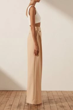 Shona Joy IVY HIGH WAISTED TAILORED PANT - PEANUT BUTTER