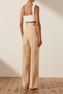 Shona Joy IVY HIGH WAISTED TAILORED PANT - PEANUT BUTTER