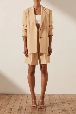 Shona Joy SHORTS & PANTS IVY HIGH WAISTED TAILORED SHORT - PEANUT BUTTER