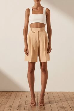 Shona Joy SHORTS & PANTS IVY HIGH WAISTED TAILORED SHORT - PEANUT BUTTER
