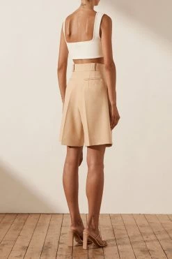 Shona Joy SHORTS & PANTS IVY HIGH WAISTED TAILORED SHORT - PEANUT BUTTER