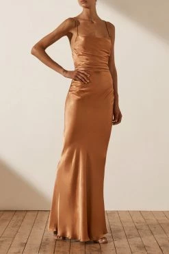Shona Joy LA LUNE LACE BACK MAXI DRESS - COPPER DRESSES