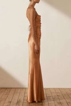 Shona Joy LA LUNE LACE BACK MAXI DRESS - COPPER DRESSES
