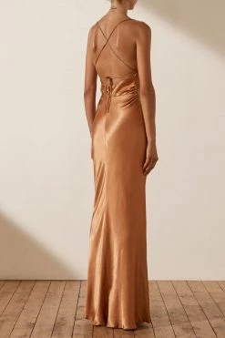 Shona Joy LA LUNE LACE BACK MAXI DRESS - COPPER DRESSES