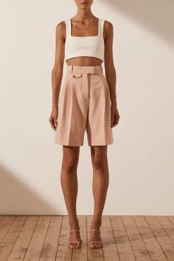 Shona Joy SHORTS & PANTS IVY HIGH WAISTED TAILORED SHORT - ROSE DUST