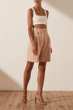 Shona Joy SHORTS & PANTS IVY HIGH WAISTED TAILORED SHORT - ROSE DUST