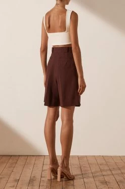 Shona Joy IVY HIGH WAISTED TAILORED SHORT - CHOCOLATE SHORTS & PANTS