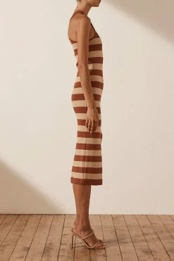 Shona Joy BASICS PARIS RACER BACK MIDI DRESS - CLAY/TAN