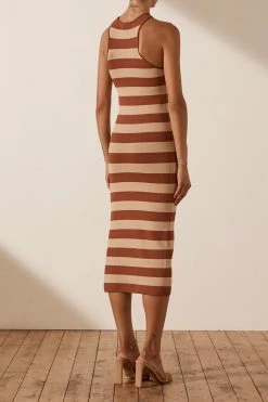 Shona Joy BASICS PARIS RACER BACK MIDI DRESS - CLAY/TAN