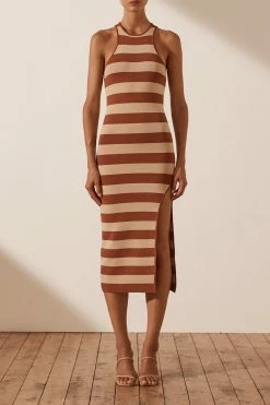 Shona Joy BASICS PARIS RACER BACK MIDI DRESS - CLAY/TAN