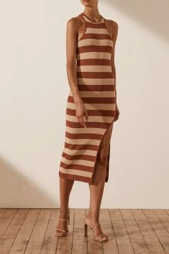 Shona Joy BASICS PARIS RACER BACK MIDI DRESS - CLAY/TAN