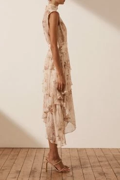 Shona Joy NINA SLEEVELESS RUCHED MIDI DRESS