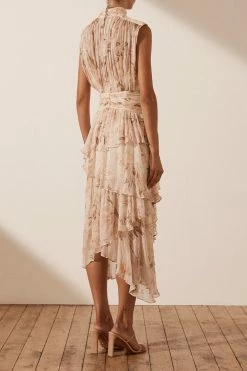 Shona Joy NINA SLEEVELESS RUCHED MIDI DRESS