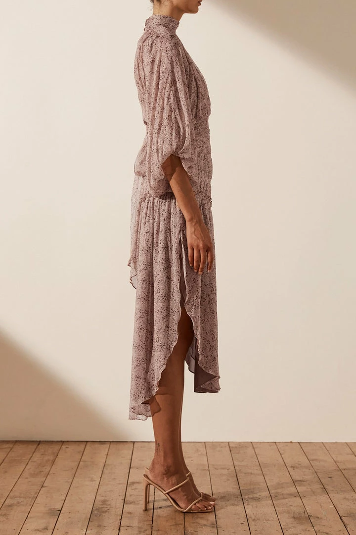 Shona Joy DRESSES PAULETTE LONG SLEEVE OPEN BACK MIDI DRESS