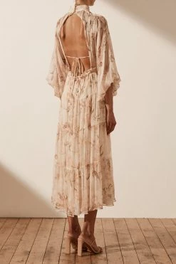 Shona Joy NINA LONG SLEEVE BACKLESS TIERED MIDI DRESS DRESSES