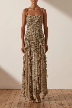 Shona Joy DRESSES CLAUDETTE RUCHED FRILL MAXI DRESS