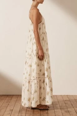 Shona Joy LILA LINEN PIN TUCK SLEEVELSS MAXI DRESS DRESSES