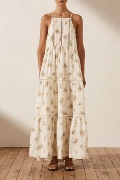 Shona Joy LILA LINEN PIN TUCK SLEEVELSS MAXI DRESS DRESSES
