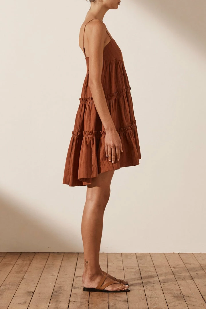 Shona Joy KAIA TIERED MINI DRESS - PAPRIKA