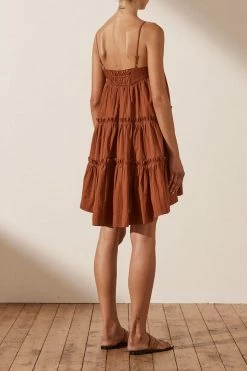 Shona Joy KAIA TIERED MINI DRESS - PAPRIKA