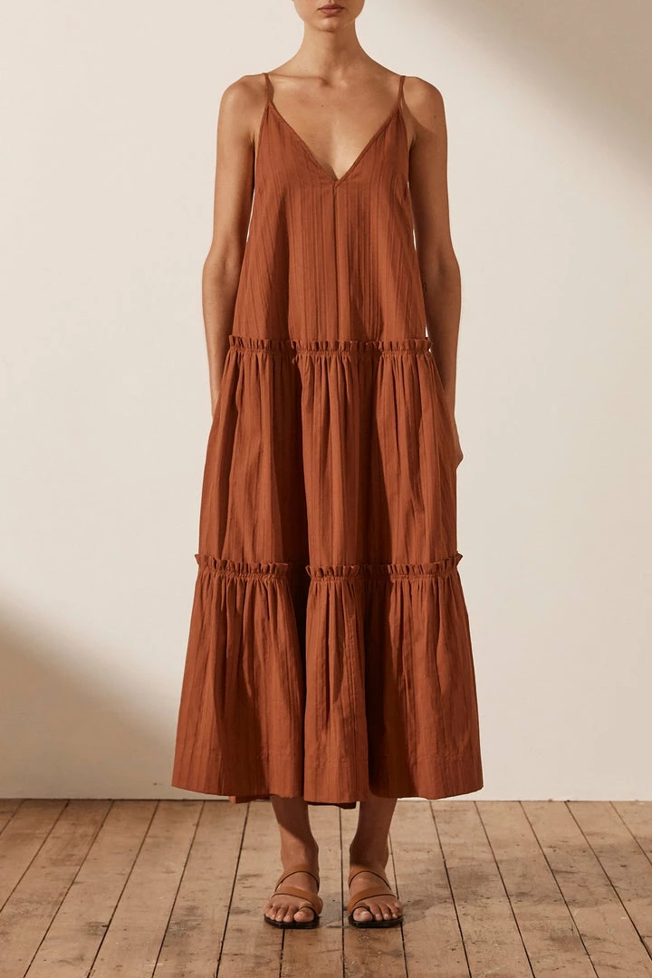 Shona Joy DRESSES KAIA PLUNGED BACKLESS MIDI DRESS - PAPRIKA