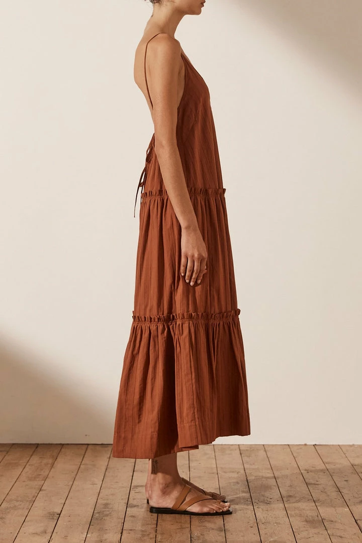 Shona Joy DRESSES KAIA PLUNGED BACKLESS MIDI DRESS - PAPRIKA